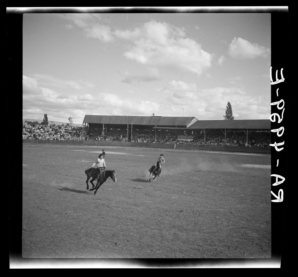 [Untitled photo, possibly related to: Molalla Buckeroo. Molalla, Oregon]. Sourced from the Library of Congress.