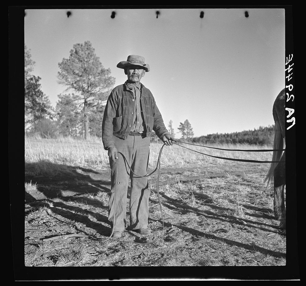 [Untitled photo, possibly related to: Indian on the Mescalero Apache Reservation, New Mexico]. Sourced from the Library of…