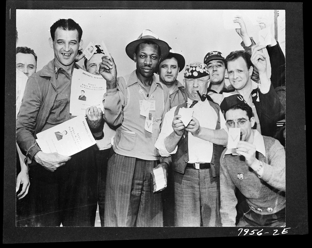 [Untitled photo, possibly related to: Detroit, Michigan. Election of officers to the Ford local 600, United Automobile…