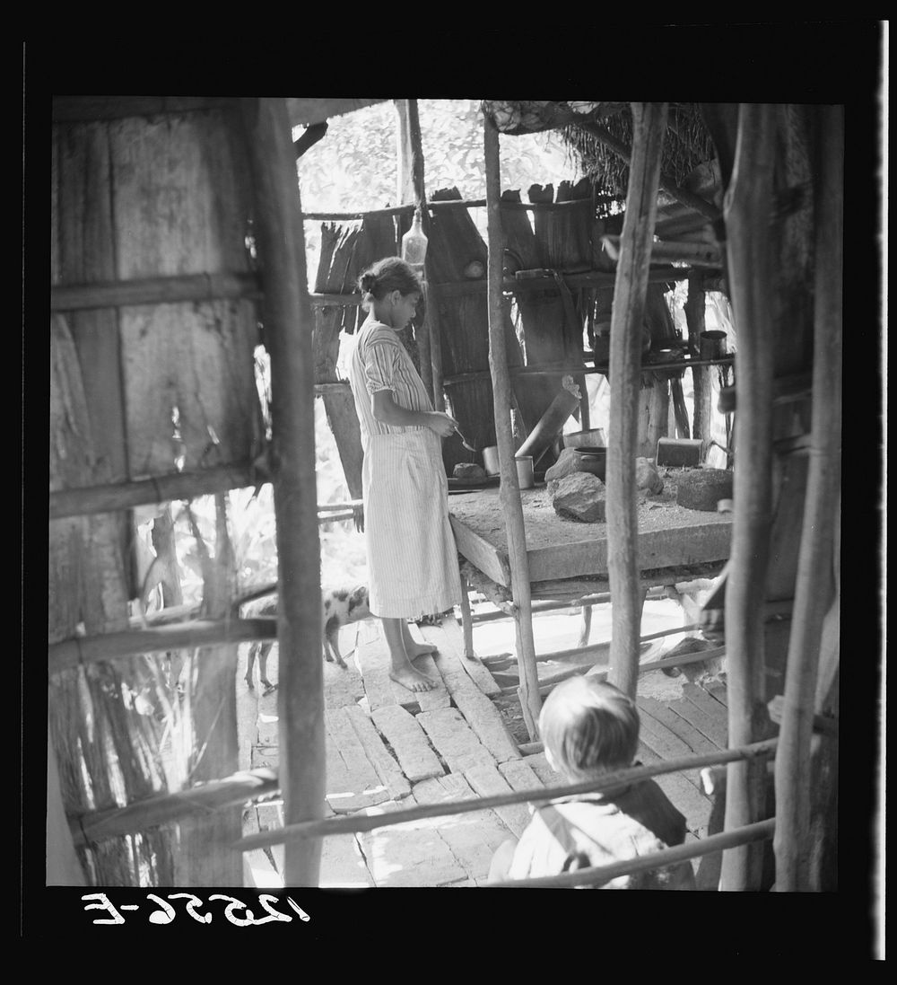 [Untitled photo, possibly related to: Typical kitchen of Jibaro house. Puerto Rico]. Sourced from the Library of Congress.