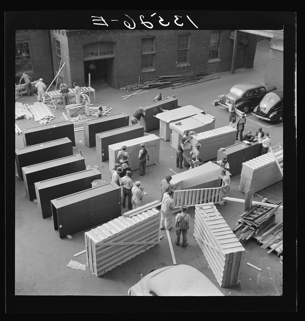 [Untitled photo, possibly related to: Washington, D.C. United States government workers and carpenters making crates for…