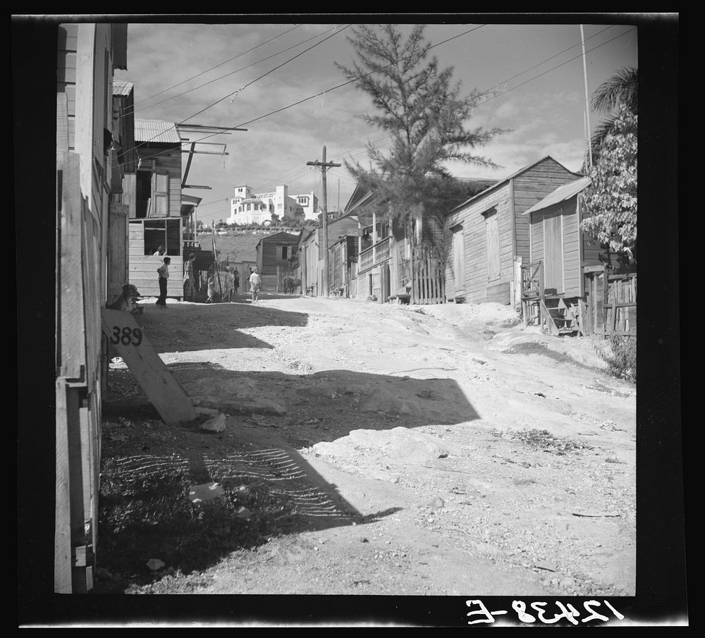[Untitled photo, possibly related to: Villa of the owner of a sugar plantation and refinery and sugar workers' shacks.…