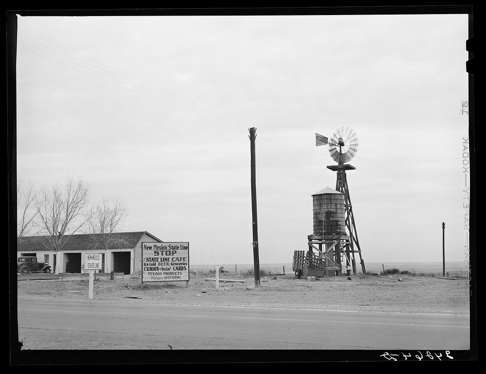 State line. New Mexico -- Texas. Sourced from the Library of Congress.