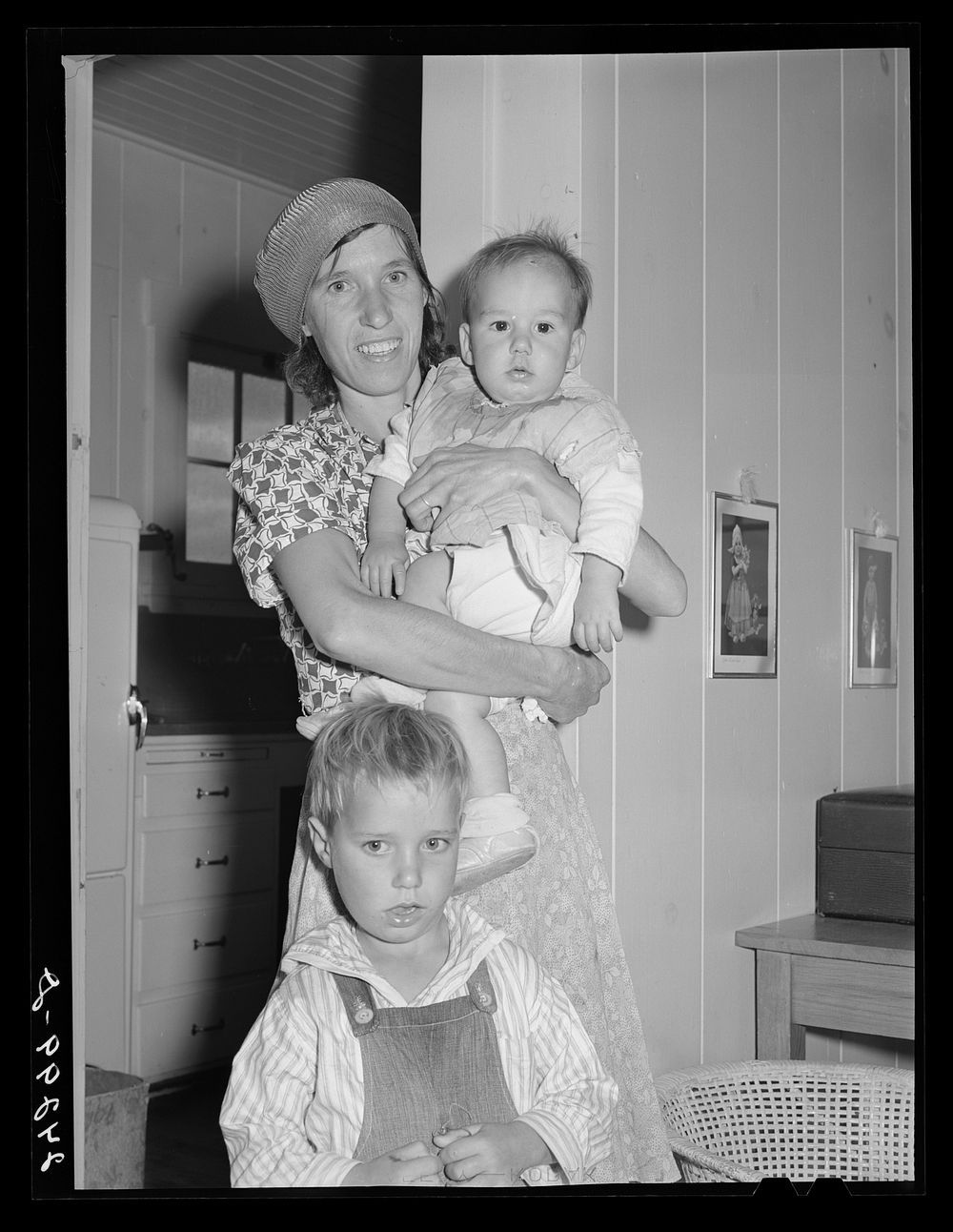 Mother and children in nursery. Shafter migrant camp. Shafter, California. Sourced from the Library of Congress.
