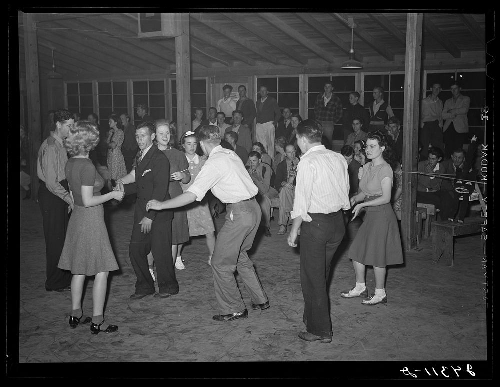 Saturday night dance. Tulare migrant camp. Visalia, California. Sourced from the Library of Congress.