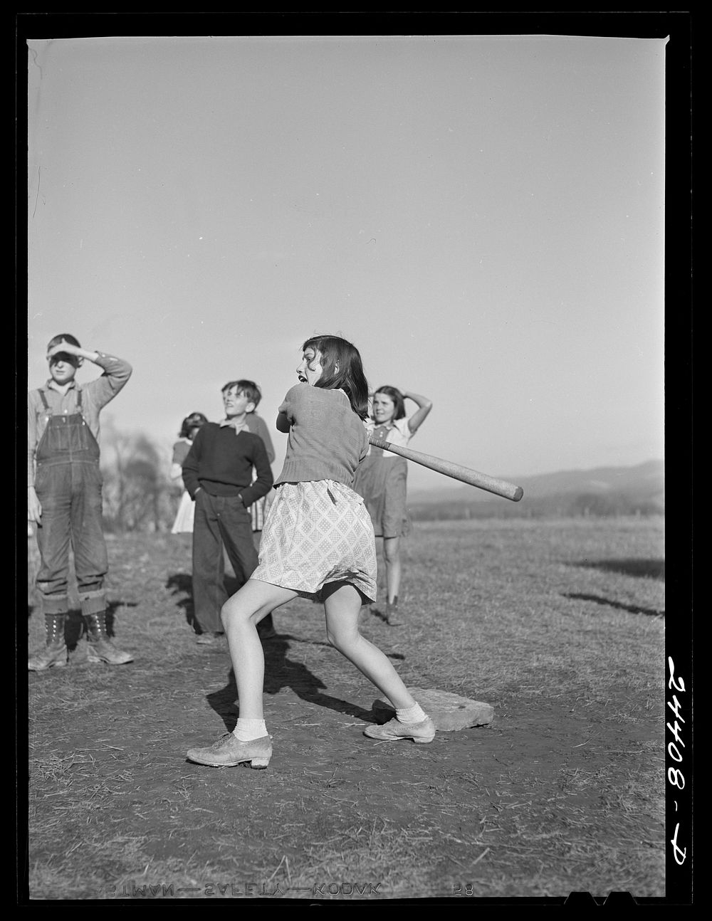 Baseball game, homestead school. Dailey, West Virginia. Sourced from the Library of Congress.