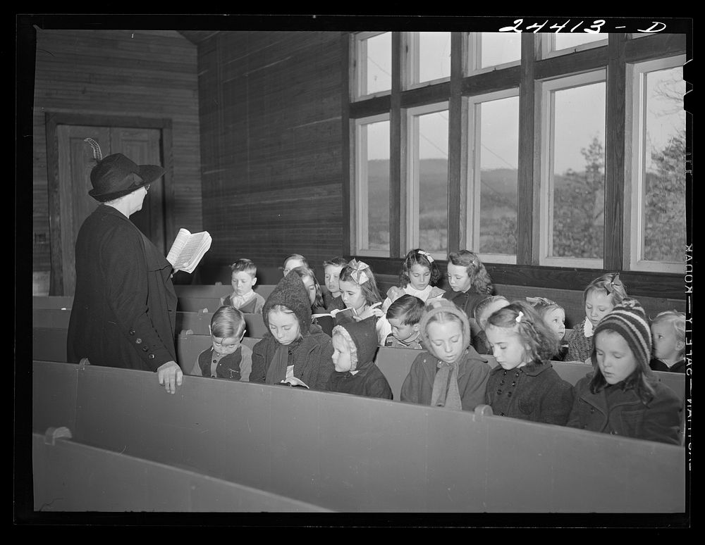 [Untitled photo, possibly related to: Youngest group, Sunday school class, singing hymns. Dailey, West Virginia]. Sourced…
