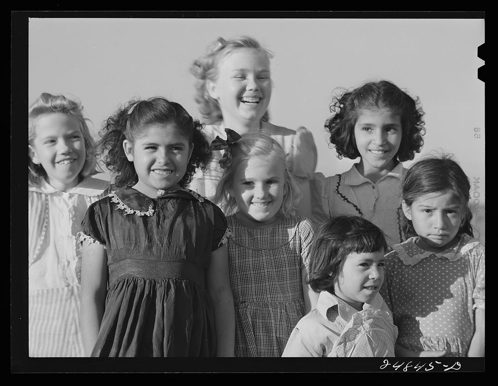 [Untitled photo, possibly related to: Nursery school children in playground. Robstown camp, Texas]. Sourced from the Library…