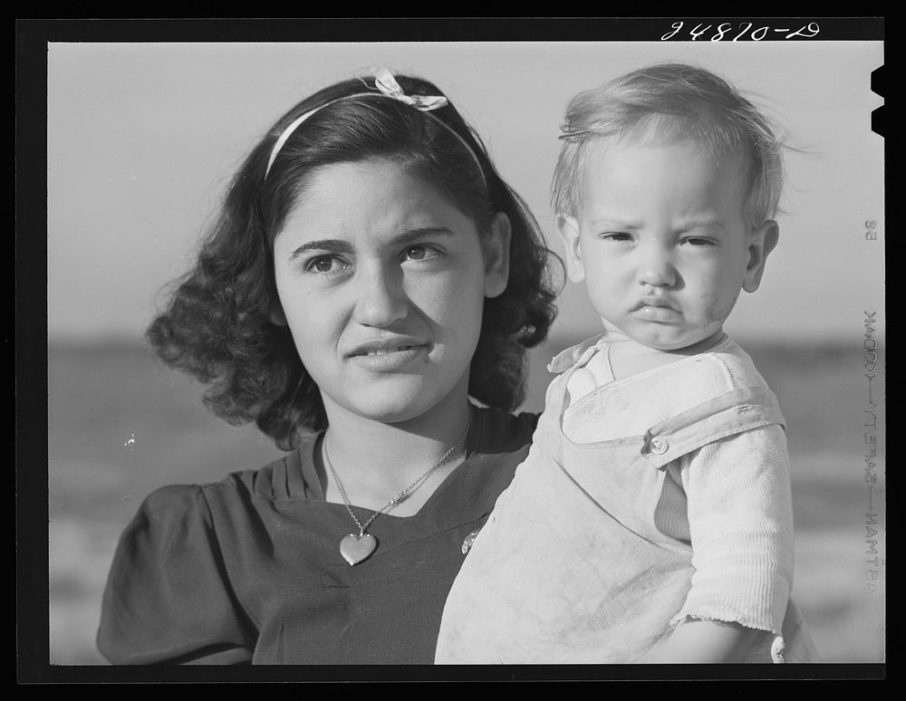 [Untitled photo, possibly related to: Migratory worker's wife and child. FSA (Farm Security Administration) camp, Robstown…