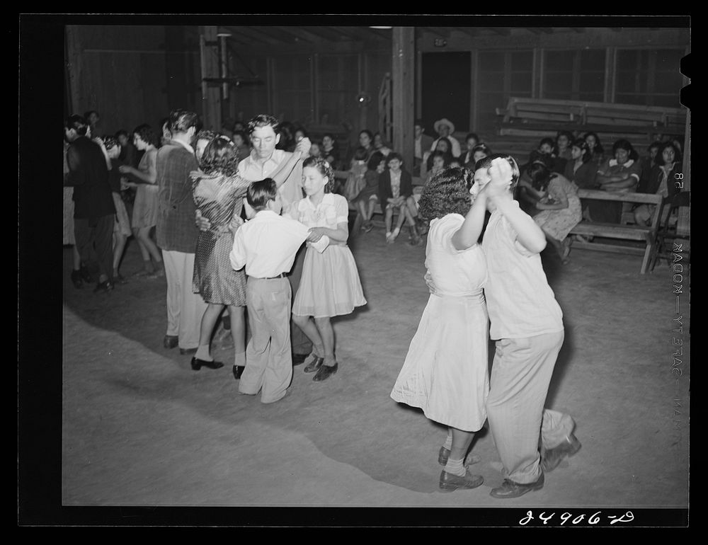 [Untitled photo, possibly related to: Saturday night dance. Community center. Robstown camp, Texas]. Sourced from the…