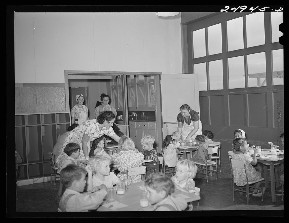Untitled photo, possibly related to: Harlingen, Texas. FSA (Farm Security Administration) camp. Nursery school luncheon].…