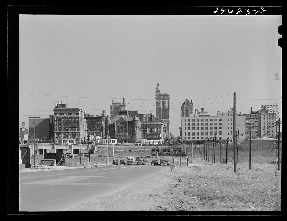 [Untitled photo, possibly related to: View of Dallas, Texas, going eastward on U.S. Highway 80]. Sourced from the Library of…