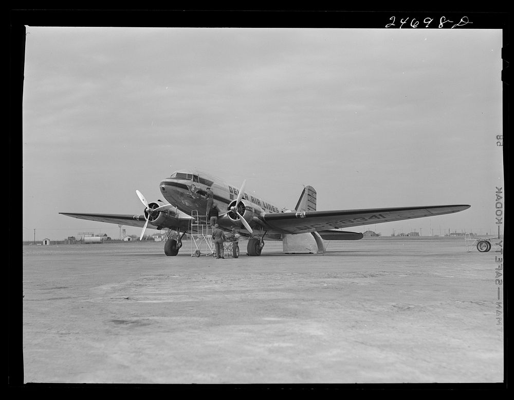 Fort Worth, Texas. Meacham Field. Passenger plane. Sourced from the Library of Congress.