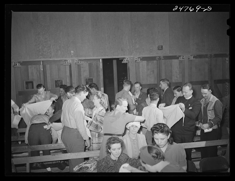Red Cross first aid class from Robstown meeting in community center. Robstown, Texas. Sourced from the Library of Congress.