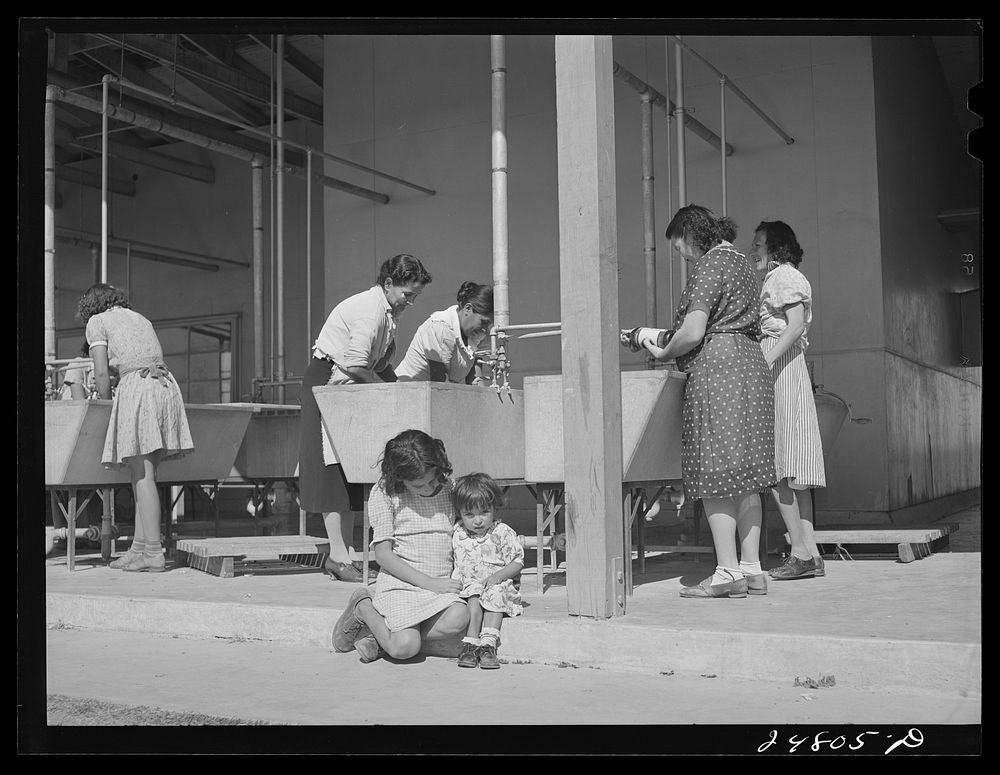 Community laundry. FSA (Farm Security Administration) camp, Robstown, Texas. Sourced from the Library of Congress.
