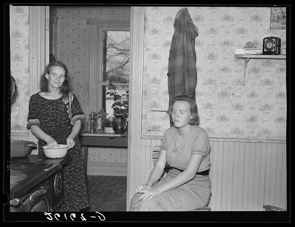 [Untitled photo, possibly related to: Mrs. Hugh Trumbull in her kitchen. Oswego County, New York]. Sourced from the Library…