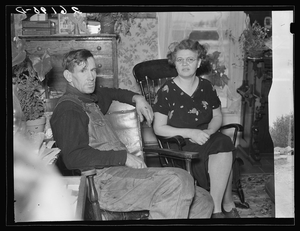 Dalton (vicinity), Allegany County, New York. Mr. and Mrs. Fred Ess, farmers on submarginal farmland. Sourced from the…