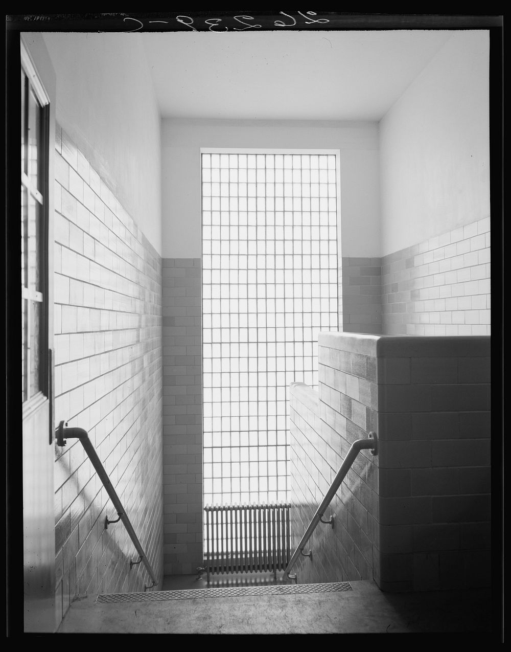 Stairway in the Greenbelt school. Maryland. Sourced from the Library of Congress.