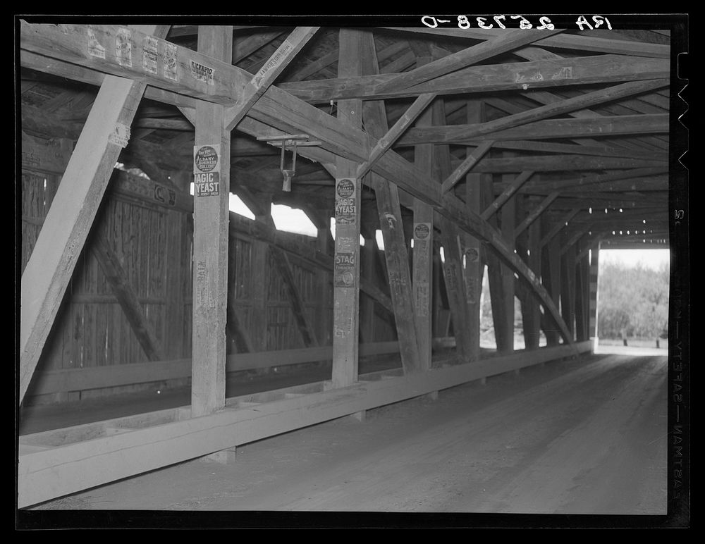 Interior of covered bridge. Cambridge, Vermont. Sourced from the Library of Congress.