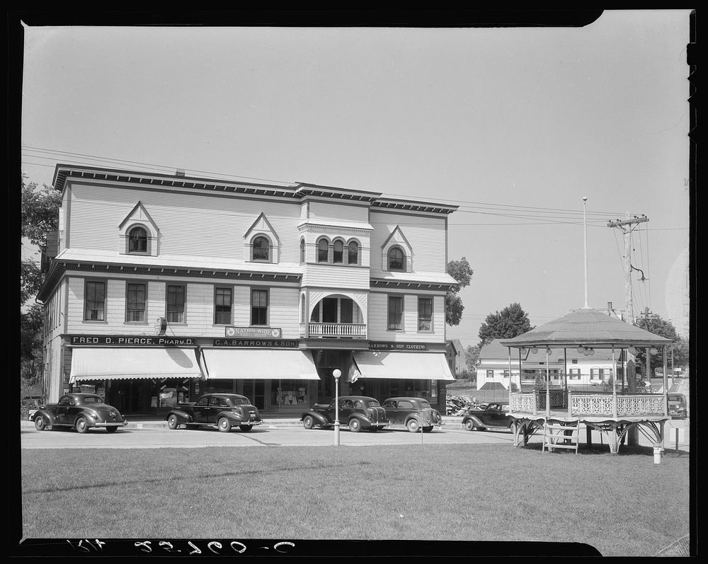 Business block. Barton, Vermont Caption before agency editing:  Business block, Plainfield, Vermont.. Sourced from the…