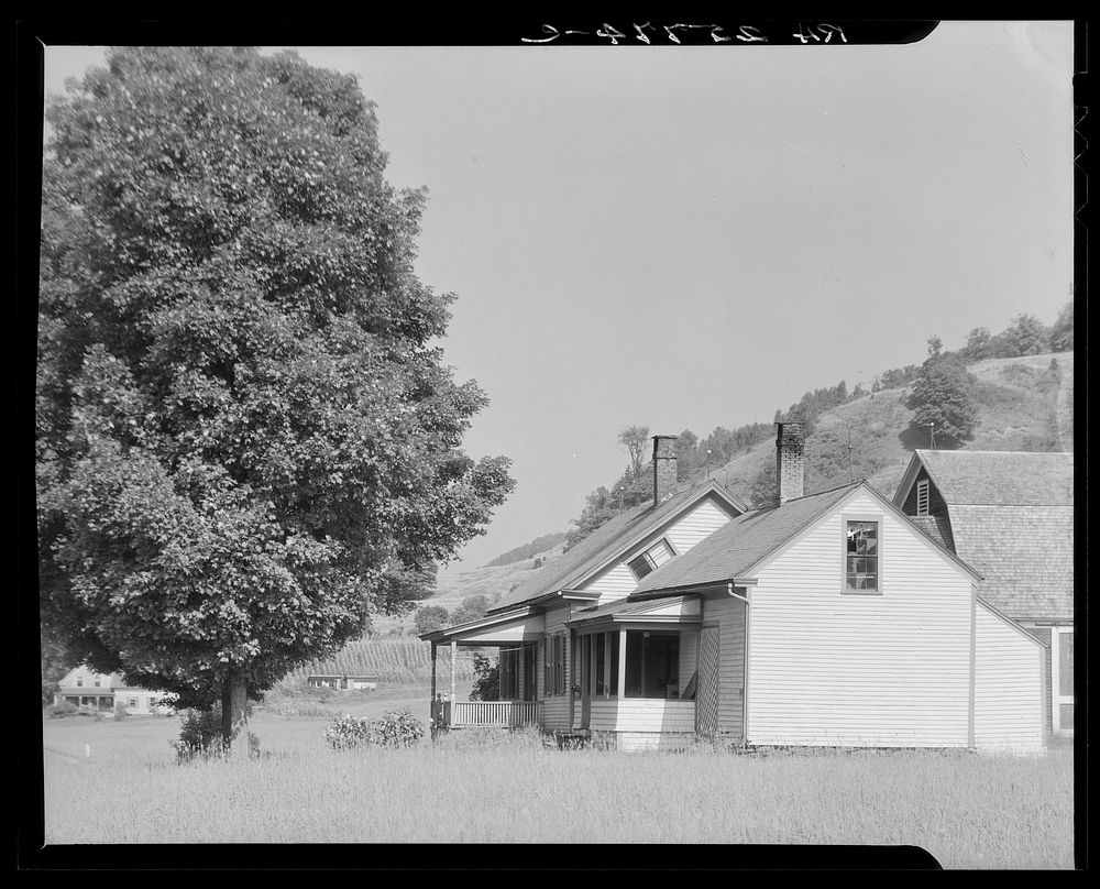 Farmhouse with slanting window. Windsor County, Vermont. Sourced from the Library of Congress.