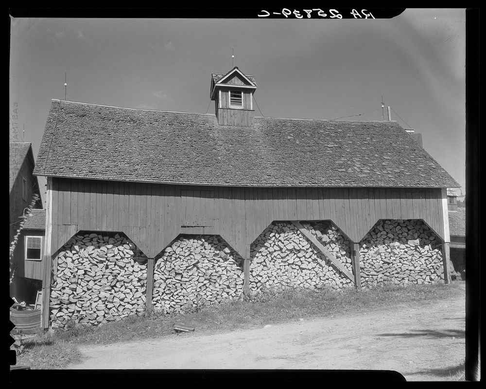 Woodshed on the McNally farm. Kirby, Vermont. Sourced from the Library of Congress.
