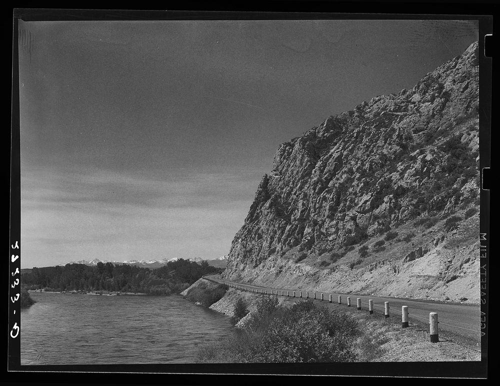 Highway along Madison River. Madison County, Montana. Sourced from the Library of Congress.