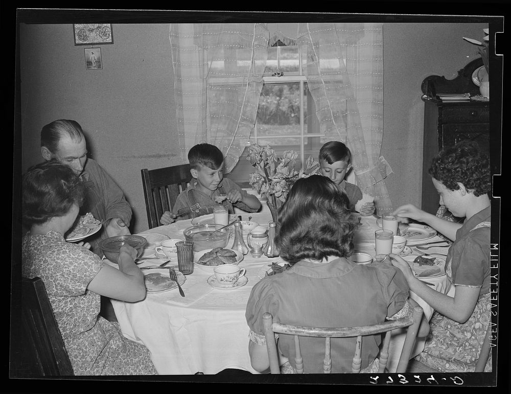 Farm family dinner. Fairfield Bench Free Photo rawpixel