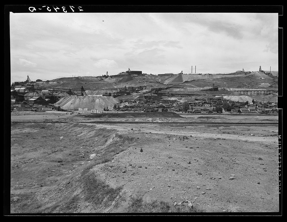 [Untitled photo, possibly related to: Copper mine and miner's homes. Meaderville, Montana]. Sourced from the Library of…
