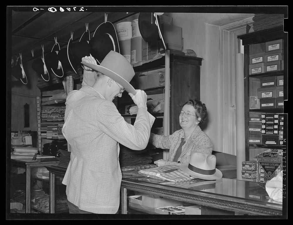 Making a sale in the general store. Birney, Montana. Sourced from the Library of Congress.