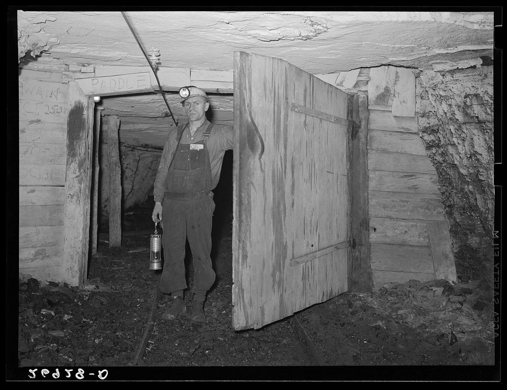 Safety inspector. This man uses a special lamp to test for gas throughout the mine. Old Ben number eight, West Frankfort…