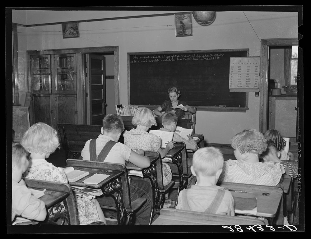Interior of one-room schoolhouse. Grundy County, Iowa. Sourced from the Library of Congress.