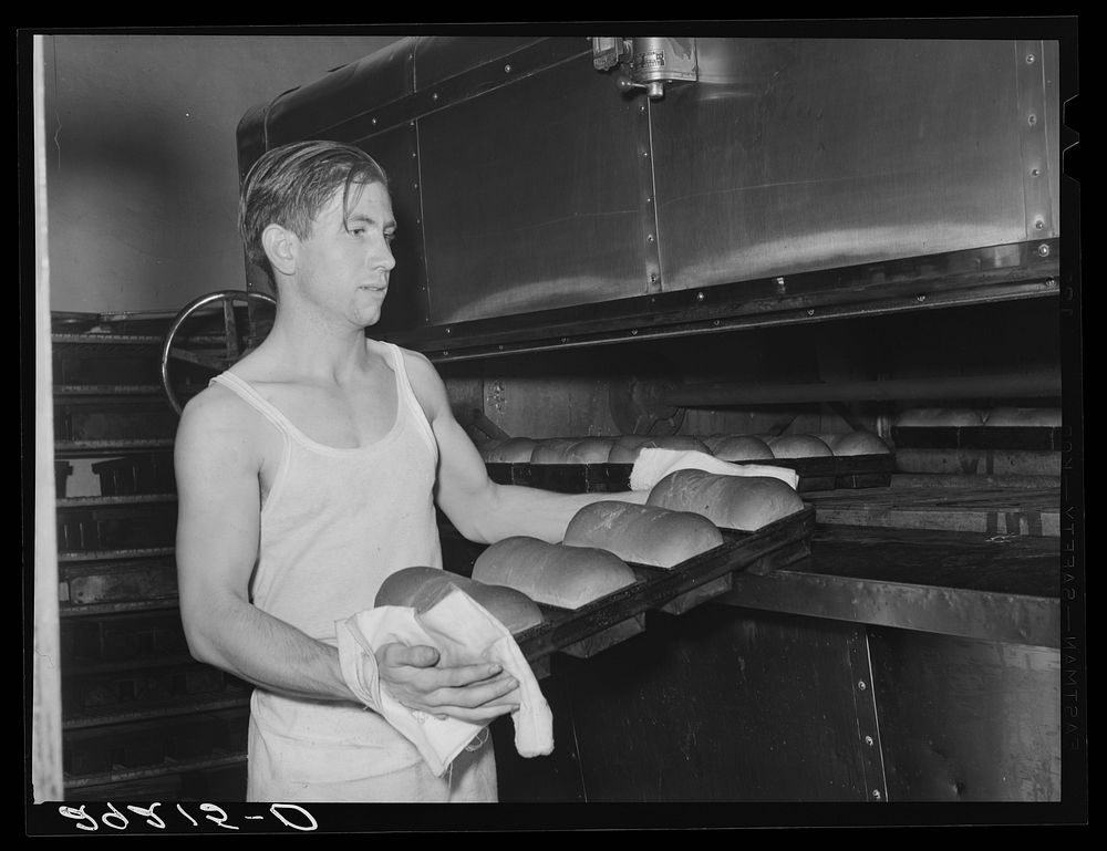 Baking bread. Columbia, Missouri. Sourced from the Library of Congress.
