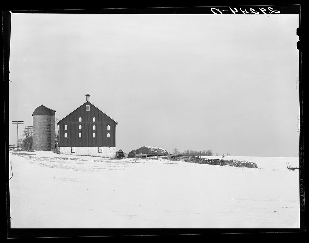 [Untitled photo, possibly related to: Barn with painted windows. Montgomery County, Maryland]. Sourced from the Library of…
