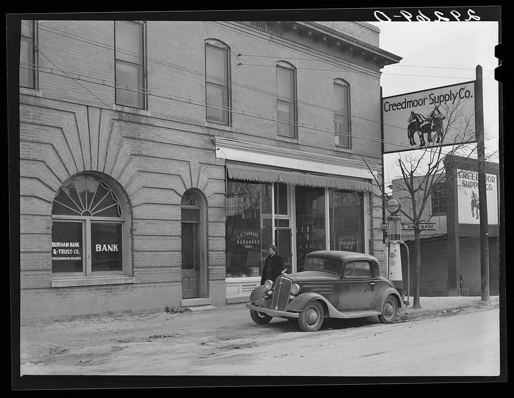 Bank and store. Creedmoor, North Carolina. Sourced from the Library of Congress.
