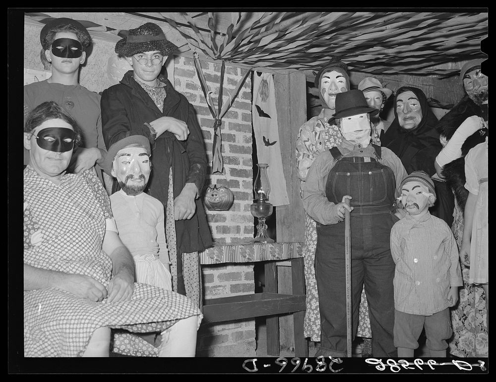 [Untitled photo, possibly related to: Winner of masquerade at Halloween party. Hillview cooperative, Osage Farms, Missouri].…
