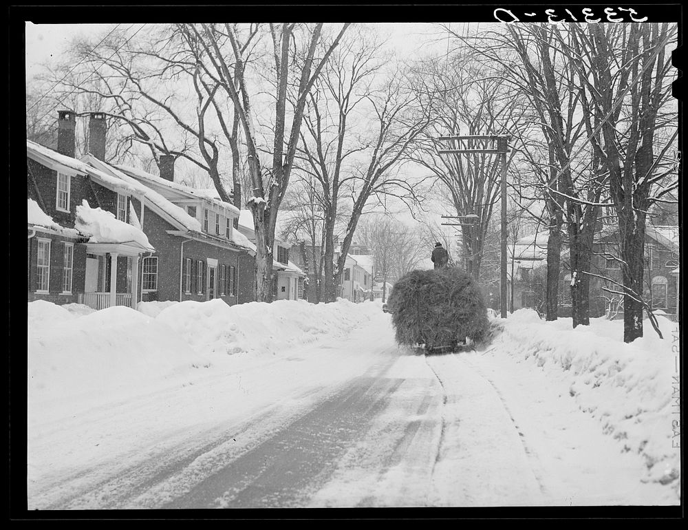 Main street, looking toward center of town. Woodstock, Vermont. Sourced from the Library of Congress.