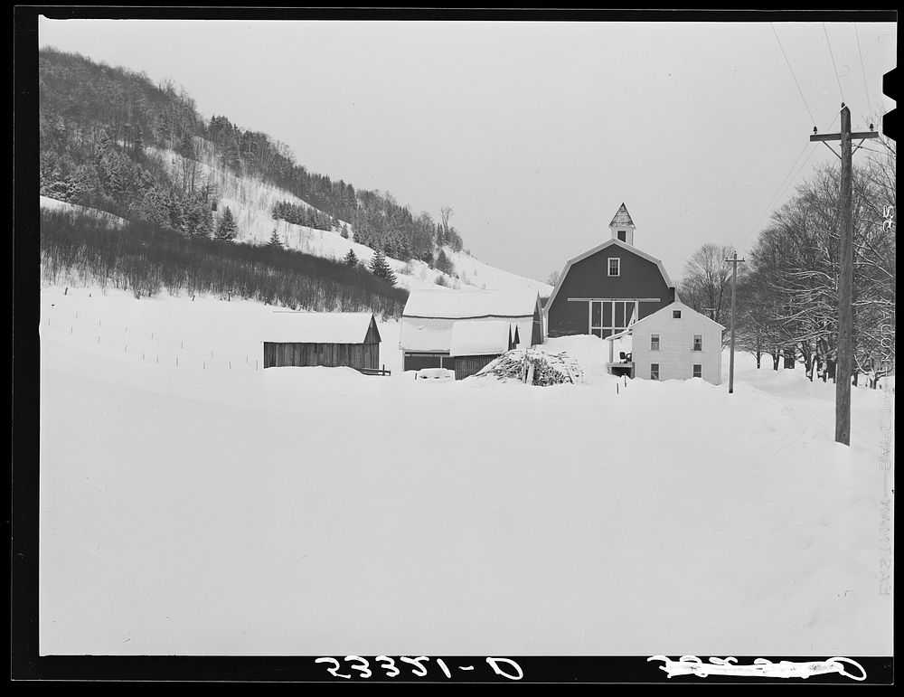 [Untitled photo, possibly related to: Woodstock, Vermont. Deepest snow in years piled up beside highways and sidewalks on…