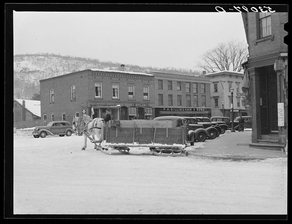 [Untitled photo, possibly related to: Garbage and rubbish is collected with horse and sled in winter. Woodstock, Vermont].…