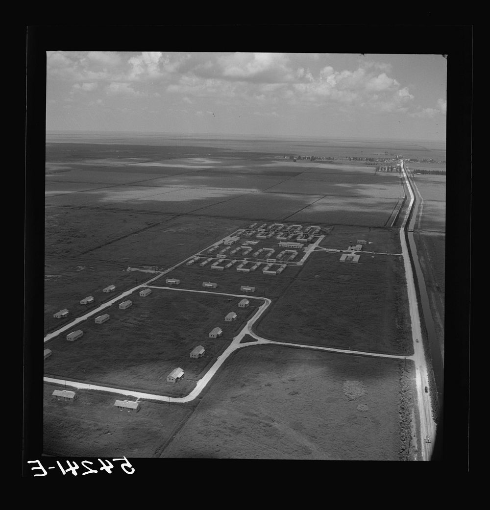 [Untitled photo, possibly related to: Aerial view of Osceola migratory labor camp. Belle Glade, Florida]. Sourced from the…
