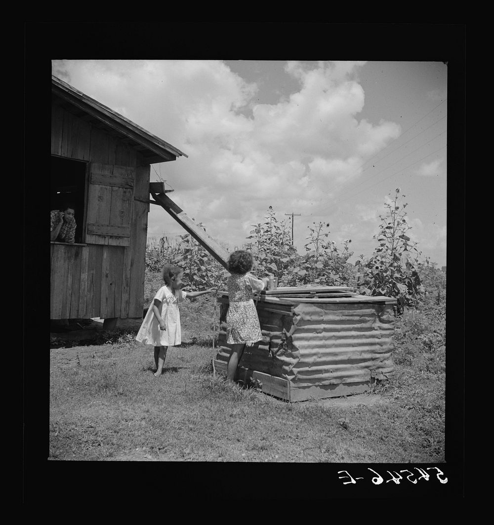 [Untitled photo, possibly related to: Melrose, Natchitoches Parish, Louisiana. Chimney built of mud and sticks on home of…
