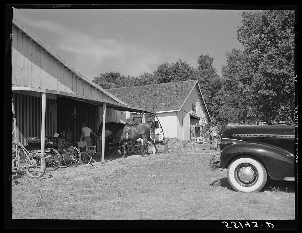 [Untitled photo, possibly related to: Stables at the Shelby County horse show and fair. Shelbyville, Kentucky]. Sourced from…