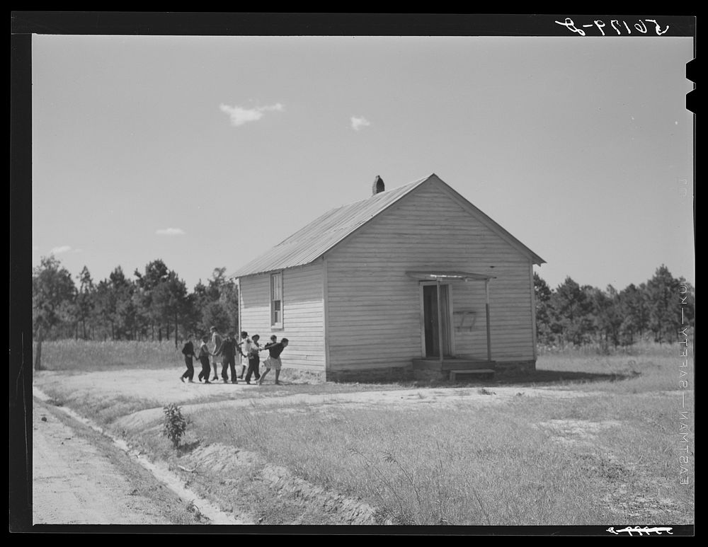 [Untitled photo, possibly related to: Williamson School, one-room school in Blanch, Caswell County, North Carolina. There…