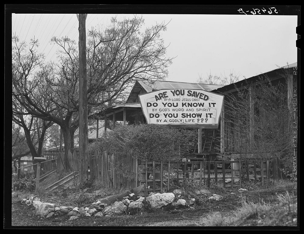 [Untitled photo, possibly related to: Religious sign in front of house on highway between Columbus and Augusta, Georgia.…