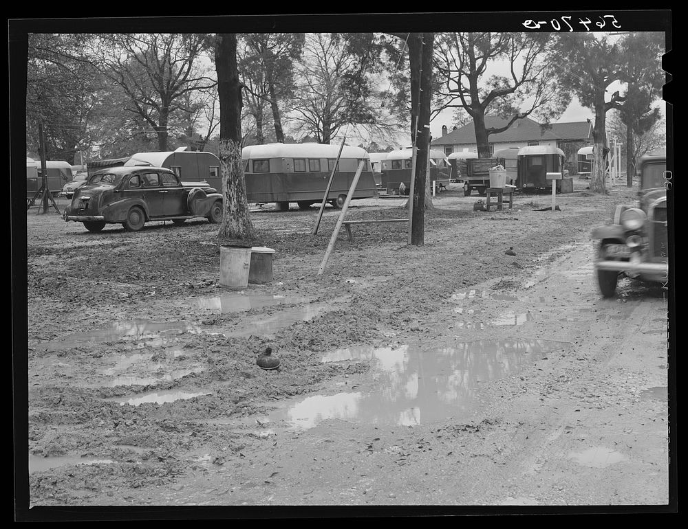 [Untitled photo, possibly related to: Jones Trailer Camp where army men and construction workers and their families live.…