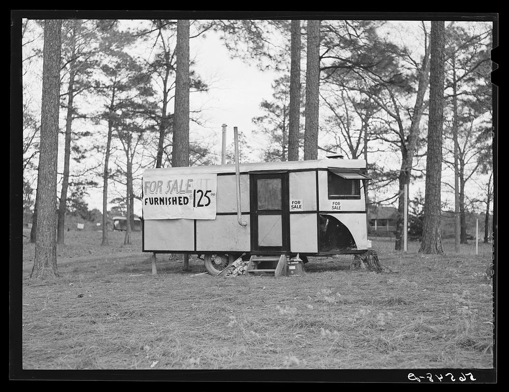 Trailer furnished for sale (trailer city) on No. 165 highway to Fort Beauregard, Louisiana. Sourced from the Library of…