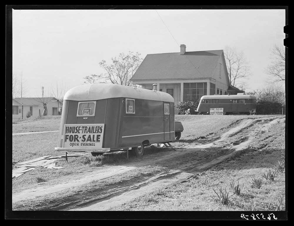 [Untitled photo, possibly related to: Trailers for sale with construction worker and his wife as possible prospective…