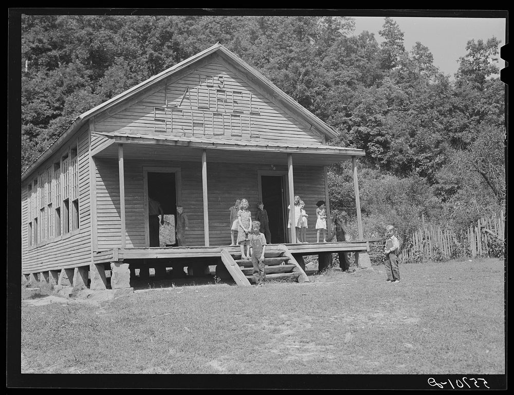 One-room school house showing overcrowded conditions and need for repairs and equipment. Breathitt County, Kentucky. Sourced…