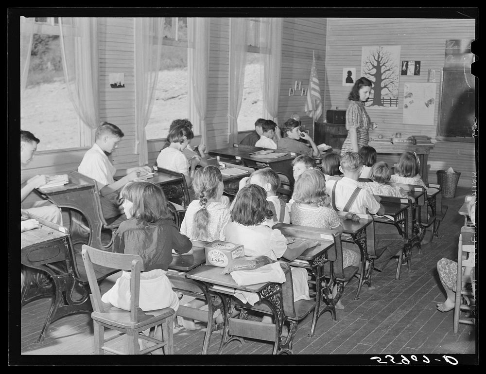 One-room school showing overcrowded conditions and need for repairs and equipment. Breathitt County, Kentucky. Sourced from…