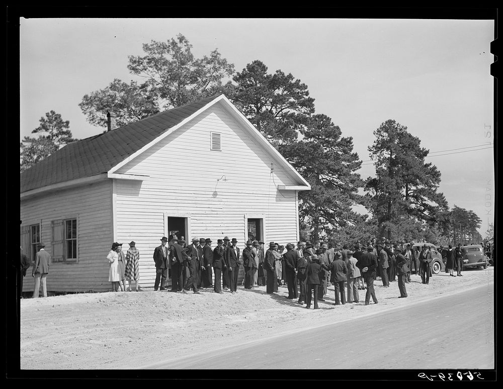 A ministers and deacons meeting in  church. Caswell County, North Carolina. Sourced from the Library of Congress.